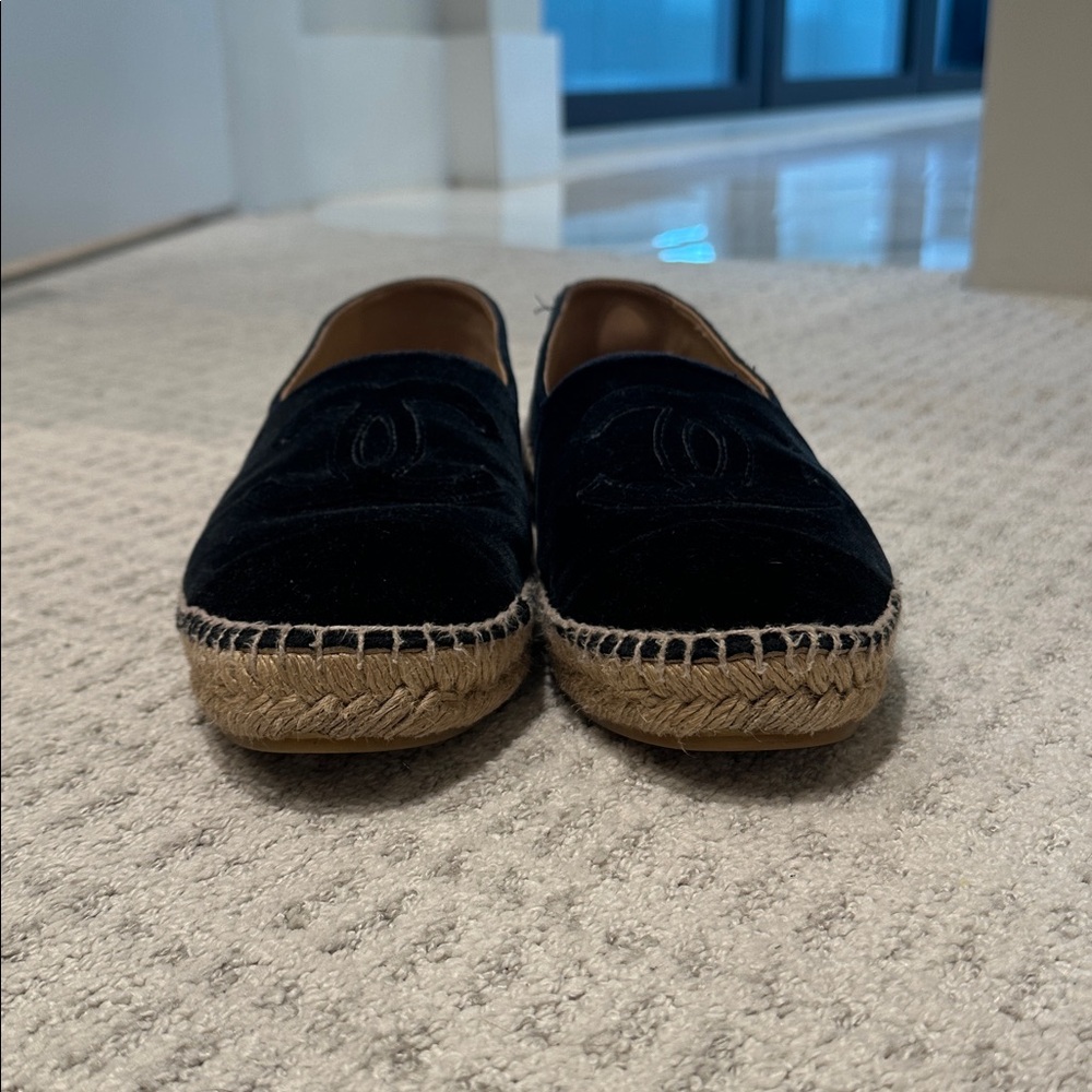 Chanel Espadrille 40 Velvet Cap Toe CC Monogram Flats CC-0712N-0004 - Picture 10 of 12
